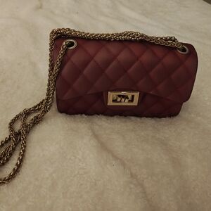 Elegant Burgundy Quilted Chain Bag